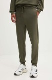 HUGO pantaloni de trening din bumbac culoarea verde, neted, 50489617