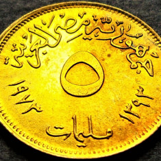 Moneda exotica 5 MILLIEMES - EGIPT, anul 1973 *cod 5328 = UNC