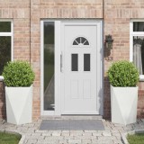 vidaXL Jardinieră 2 pcs Alb 50 x 50 x 75 cm Oțel 883797