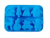Forma silicon pentru prajituri, Tema Craciun, 8 cavitati, Albastru, 20 cm, 482COF