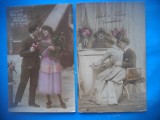 HOPCT 1657 CUPLU-ROMANTICA-FRANTA--LOT 2 CARTI POSTALE VECHI-CIRCULATE