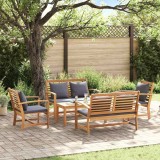 Set de canapele pentru grădină 5 pcs natural Lemn masiv de tec
