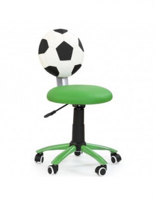 Scaun birou copii HM Gol, Piele ecologica, Inaltime ajustabila, Roti cauciucate, 90 Kg, Verde foto