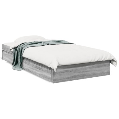 vidaXL Cadru de pat cu sertare gri sonoma 75x190 cm lemn prelucrat 3280718 foto