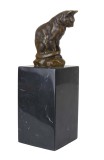 Pisica sezand-statueta bronz cu un soclu din marmura PAB054