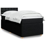 VidaXL Pat box spring cu saltea, negru, 90x190 cm, textil 3289627