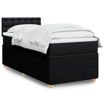 vidaXL Pat box spring cu saltea, negru, 90x190 cm, textil 3289627 foto