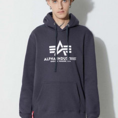 Alpha Industries bluză Basic Hoody bărbați, culoarea bleumarin, cu glugă, cu imprimeu 178312.02-navy