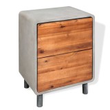 Cumpara ieftin Noptiera Beton si Lemn masiv de salcam 40x30x50 cm