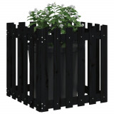 Jardiniera gradina design gard negru 60x60x60 cm lemn masiv pin GartenMobel Dekor, vidaXL