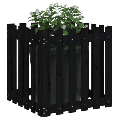 Jardiniera gradina design gard negru 60x60x60 cm lemn masiv pin GartenMobel Dekor foto