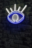 Decoratiune luminoasa LED, Evil Eye, Benzi flexibile de neon, DC 12 V, Alb/Albastru, Neon Graph