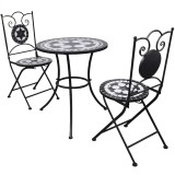 Cumpara ieftin Set mobilier bistro, 3 piese, negru/alb, placi ceramice