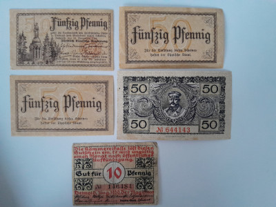 Notgeld Germania Reich 10 15 Pfennig Detmold D&amp;uuml;ren bancnote bani vechi foto