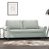 Gossi canapea cu 2 locuri, gri deschis, 140 cm, catifea