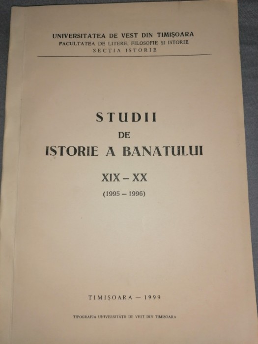 Studii de istorie a Banatului 1995-1996