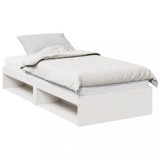 Cumpara ieftin Pat de zi cu saltea, alb, 80x200 cm, lemn masiv pin