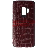 Husă Samsung Galaxy S9, TPU Piele Crocodil, Burgundy