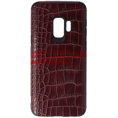 Toc TPU Leather Crocodile Samsung Galaxy S9 Burgundy foto