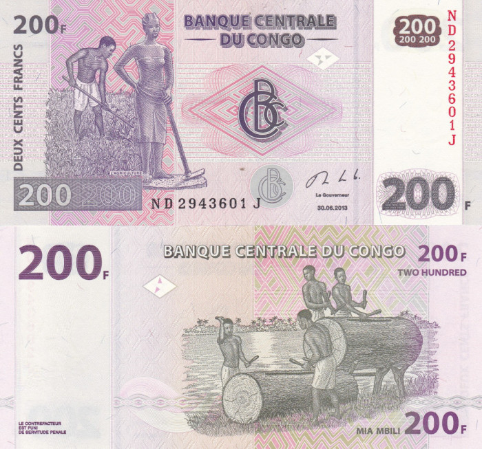 Congo 200 Francs 30.06.2013 UNC