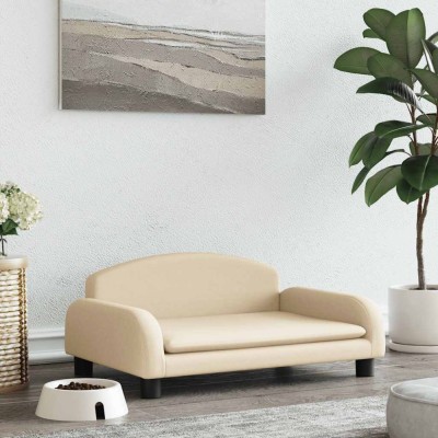 Pat de c&amp;acirc;ini, crem, 70x45x30 cm, material textil foto