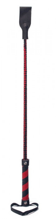Cravasa Din Piele, Negru + Rosu, 66 cm