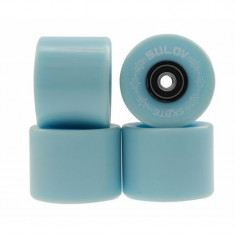 Set 4 roti pentru skateboard DHS, 60 x 45 mm, poliuretan, rulmenti ABEC 7, Albastru deschis foto