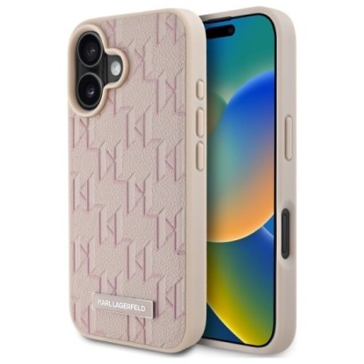 Husa iPhone 16 - Karl Lagerfeld Leather MagSafe (KLHMP16SPKHPORPP) - Pink Hot Stamp foto