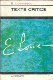 Texte Critice Eugen Lovinescu Editura Albatros Colectia Lyceum 1968 380 Pagini Literatura Clasica Eseistica