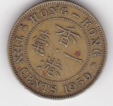 Moneda Hong Kong 10 cents 1950 &ndash; Regele George VI