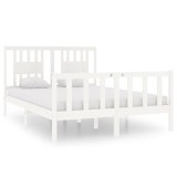 Cumpara ieftin Cadru de pat dublu, alb, 135x190 cm, lemn masiv