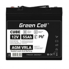 Baterie Green Cell CUBE AGM IP54 12V 55Ah VRLA Gel deep cycle, scuter, cositoare, barca, tractor