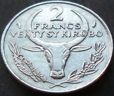 Moneda exotica 2 FRANCI KIROBO - MALAGASY, anul 1976 *cod 493 A foto