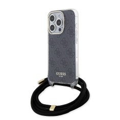 Husa Guess Crossbody Cord 4G Print iPhone 15 Pro, negru, GUHCP15LHC4SEK foto