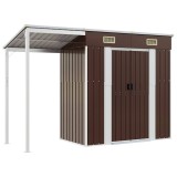 Cumpara ieftin Sopron gradina, acoperis extins, maro, 277x107x181 cm, otel