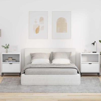 vidaXL Mese de noptieră 2 pcs Alb 49 x 36 x 61 cm Lemn compozit foto