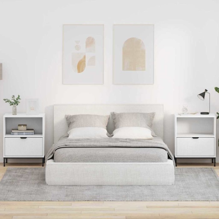 vidaXL Mese de noptieră 2 pcs Alb 49 x 36 x 61 cm Lemn compozit