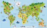 Sticker decorativ - Harta Lumii pentru copii