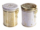 Cumpara ieftin Set 6 cutii depozitare, Craciun metal alb auriu cm 11,5 x 9 x 12 H