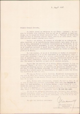 A402 Scrisoare semnată olograf Sabin Manuilă către Braesku, 1938 foto