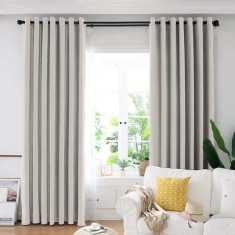 Set draperie din catifea blackout cu inele argintii, Madison, 200x255 cm, densitate 700 g/ml, Perfectly Pale, 2 buc