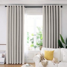 Draperie din catifea blackout cu inele albe, Madison, 150x255 cm, densitate 700 g/ml, Perfectly Pale, 1 buc