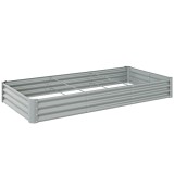 Outsunny Pat de Grădină &Icirc;nălțat din Oțel Galvanizat, 240 x 120 x 30 cm, Jardinieră &Icirc;nălțată pentru Exterior cu Fund Deschis pentru Legume, Flori, Plan