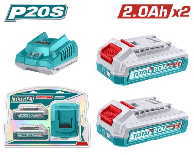 TOTAL - KIT 2 BATERII SI INCARCATOR 20V 2.0Ah PowerTool TopQuality foto