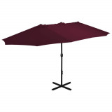 Umbrela soare exterior, stalp aluminiu, rosu bordo, 460x270 cm GartenMobel Dekor, vidaXL