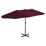 Cumpara ieftin Umbrelă soare exterior, st&acirc;lp aluminiu, roșu bordo, 460x270 cm