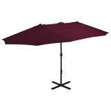 VidaXL Umbrelă soare exterior, st&acirc;lp aluminiu, roșu bordo, 460x270 cm