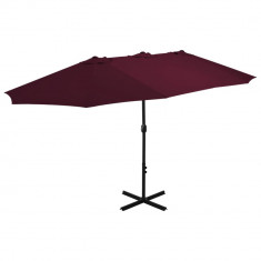 Umbrela soare exterior, stalp aluminiu, rosu bordo, 460x270 cm foto