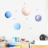 Set stickere de perete Caapmony, model planete, PVC, multicolor
