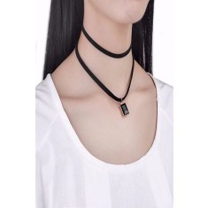 Choker Fashion Black Duble Delux - Colier elegant pentru gat